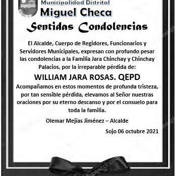 Sentidas Condolencias – William Jara Rosas 🕊 QEPD.