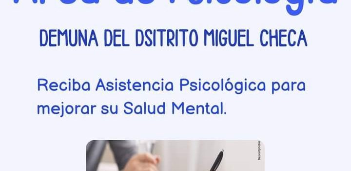 La Municipalidad Miguel Checa pone a disposición el área de psicología con citas previas.